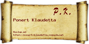 Ponert Klaudetta névjegykártya